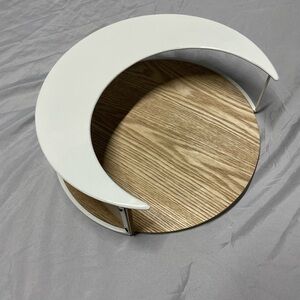 Modern White and Brown Crescent Display Shelf